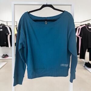 Life Time Women’s Off-Shoulder Crewneck Sweatshirt – Teal | Size Medium | NEW